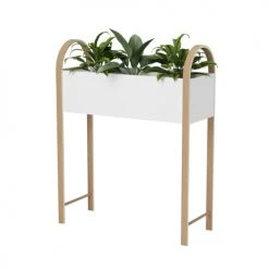 Umbra Pots, Cache-pots Et Jardinières D'extérieur Jardinière Plantes Ou Rangement Divers, Metal Blanc Et Bois -Parasols Soldes Magasin jardiniere plantes ou rangement divers metal blanc et bois 5