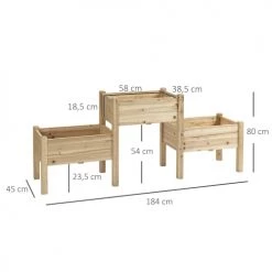 Outsunny Pots, Cache-pots Et Jardinières D'extérieur Jardinière Sur Pieds 2 étages Bois Sapin Pré-huilé -Parasols Soldes Magasin jardiniere sur pieds 2 etages bois sapin pre huile 2
