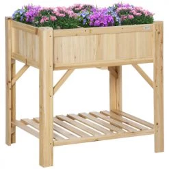 Outsunny Pots, Cache-pots Et Jardinières D'extérieur Jardinière Sur Pieds Avec étagère 6 Compartiments Bois Sapin Pré-huilé -Parasols Soldes Magasin jardiniere sur pieds avec etagere 6 compartiments bois sapin pre huile 3