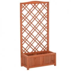 Outsunny Pots, Cache-pots Et Jardinières D'extérieur Jardinière Sur Pieds Avec Treillis Bois Sapin Pré-huilé