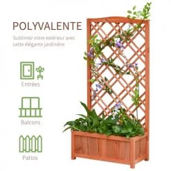 Outsunny Pots, Cache-pots Et Jardinières D'extérieur Jardinière Sur Pieds Avec Treillis Bois Sapin Pré-huilé -Parasols Soldes Magasin jardiniere sur pieds avec treillis bois sapin pre huile 5