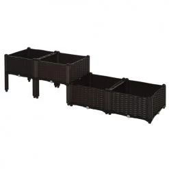 Outsunny Pots, Cache-pots Et Jardinières D'extérieur Jardinière Sur Pieds Carré Potager 2 étages 4 Bacs Plastique Chocolat -Parasols Soldes Magasin jardiniere sur pieds carre potager 2 etages 4 bacs plastique chocolat 3
