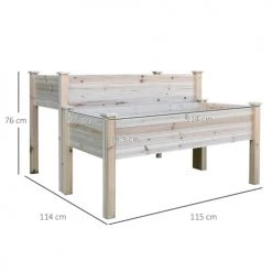 Outsunny Pots, Cache-pots Et Jardinières D'extérieur Jardinière Sur Pieds Carré Potager 2 étages Bois Sapin Naturel -Parasols Soldes Magasin jardiniere sur pieds carre potager 2 etages bois sapin naturel 2