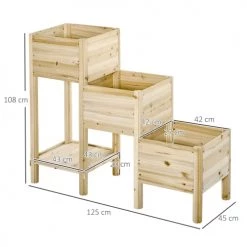 Outsunny Pots, Cache-pots Et Jardinières D'extérieur Jardinière Sur Pieds Carré Potager 3 Niveaux étagère Sapin Naturel -Parasols Soldes Magasin jardiniere sur pieds carre potager 3 niveaux etagere sapin naturel 2