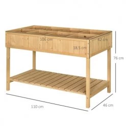Outsunny Pots, Cache-pots Et Jardinières D'extérieur Jardinière Sur Pieds Carré Potager Avec étagère 8 Compartiments Sapin -Parasols Soldes Magasin jardiniere sur pieds carre potager avec etagere 8 compartiments sapin 2