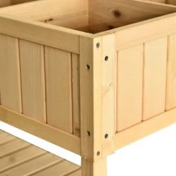 Outsunny Pots, Cache-pots Et Jardinières D'extérieur Jardinière Sur Pieds Carré Potager Avec étagère 8 Compartiments Sapin -Parasols Soldes Magasin jardiniere sur pieds carre potager avec etagere 8 compartiments sapin 5