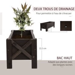 Outsunny Pots, Cache-pots Et Jardinières D'extérieur Jardinière Sur Pieds Inserts D'irrigation Bois Sapin Traité -Parasols Soldes Magasin jardiniere sur pieds inserts d irrigation bois sapin traite 10