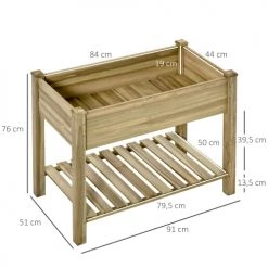 Outsunny Pots, Cache-pots Et Jardinières D'extérieur Jardinière Sur Pieds Potager Avec étagère à Lattes Sapin Autoclave -Parasols Soldes Magasin jardiniere sur pieds potager avec etagere a lattes sapin autoclave 2
