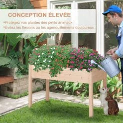 Outsunny Pots, Cache-pots Et Jardinières D'extérieur Jardinière Sur Pieds Potager En Bois De Sapin -Parasols Soldes Magasin jardiniere sur pieds potager en bois de sapin 4