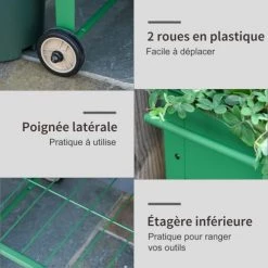 Outsunny Pots, Cache-pots Et Jardinières D'extérieur Jardinière Sur Pieds Potager étagère 2 Roues Insert D'irrigation Métal -Parasols Soldes Magasin jardiniere sur pieds potager etagere 2 roues insert d irrigation metal 5