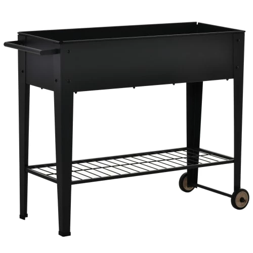 Outsunny Pots, Cache-pots Et Jardinières D'extérieur Jardinière Sur Pieds Potager étagère 2 Roues Insert D'irrigation Métal 3 Outsunny Pots, Cache-pots Et Jardinières D'extérieur Jardinière Sur Pieds Potager étagère 2 Roues Insert D'irrigation Métal