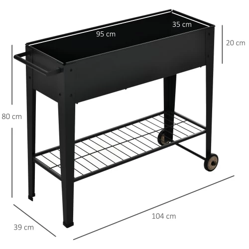 Outsunny Pots, Cache-pots Et Jardinières D'extérieur Jardinière Sur Pieds Potager étagère 2 Roues Insert D'irrigation Métal 5 Outsunny Pots, Cache-pots Et Jardinières D'extérieur Jardinière Sur Pieds Potager étagère 2 Roues Insert D'irrigation Métal – Image 3