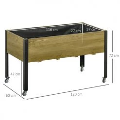 Outsunny Pots, Cache-pots Et Jardinières D'extérieur Jardinière Sur Pieds Roulettes Bois Sapin Autoclave -Parasols Soldes Magasin jardiniere sur pieds roulettes bois sapin autoclave 2