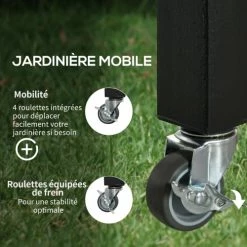 Outsunny Pots, Cache-pots Et Jardinières D'extérieur Jardinière Sur Pieds Roulettes Bois Sapin Autoclave -Parasols Soldes Magasin jardiniere sur pieds roulettes bois sapin autoclave 3