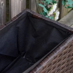 Outsunny Pots, Cache-pots Et Jardinières D'extérieur Jardinière Sur Roulettes Résine Tressée Aspect Rotin Chocolat -Parasols Soldes Magasin jardiniere sur roulettes resine tressee aspect rotin chocolat 3