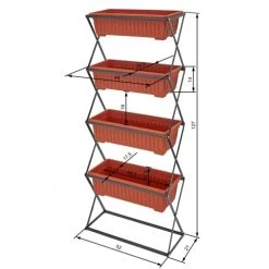 Tectake Pots, Cache-pots Et Jardinières D'extérieur Jardinière Verticale Avec 4 Bacs à Fleurs 52 X 21 X 127 Cm Marron -Parasols Soldes Magasin jardiniere verticale avec 4 bacs a fleurs 52 x 21 x 127 cm marron 4