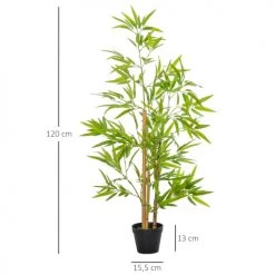 Outsunny Plantes D'intérieur Et Fleurs D'intérieur Lot De 2 Bambous Artificiels 1,20H M - 369 Feuilles - Pot Noir -Parasols Soldes Magasin lot de 2 bambous artificiels 1 20h m 369 feuilles pot noir 2