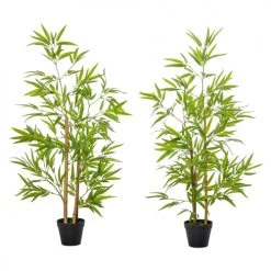 Outsunny Plantes D'intérieur Et Fleurs D'intérieur Lot De 2 Bambous Artificiels 1,20H M - 369 Feuilles - Pot Noir