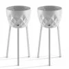 Oviala Pots, Cache-pots Et Jardinières D'extérieur Lot De 2 Caches Pots En Métal Blanc -Parasols Soldes Magasin lot de 2 caches pots en metal blanc