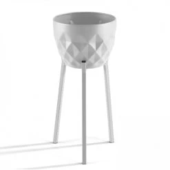 Oviala Pots, Cache-pots Et Jardinières D'extérieur Lot De 2 Caches Pots En Métal Blanc -Parasols Soldes Magasin lot de 2 caches pots en metal blanc 2