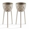Oviala Pots, Cache-pots Et Jardinières D'extérieur Lot De 2 Caches Pots En Métal Taupe