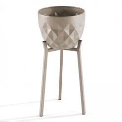 Oviala Pots, Cache-pots Et Jardinières D'extérieur Lot De 2 Caches Pots En Métal Taupe -Parasols Soldes Magasin lot de 2 caches pots en metal taupe 4