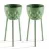 Oviala Pots, Cache-pots Et Jardinières D'extérieur Lot De 2 Caches Pots En Métal Vert Cactus -Parasols Soldes Magasin lot de 2 caches pots en metal vert cactus