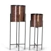 GINER Y COLOMER Pots, Cache-pots Et Jardinières D'extérieur Lot De 2 Jardinières En Metal Et Cuivre. -Parasols Soldes Magasin lot de 2 jardinieres en metal et cuivre