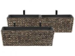 Beliani Pots, Cache-pots Et Jardinières D'extérieur Lot De 2 Jardinières Rectangulaires Marron 80x60