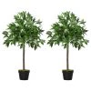 Outsunny Plantes D'intérieur Et Fleurs D'intérieur Lot De 2 Lauriers Boules Artificiels H.0,90 M Pot Inclus Noir Vert -Parasols Soldes Magasin lot de 2 lauriers boules artificiels h 0 90 m pot inclus noir vert