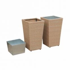 Alice's Garden Pots, Cache-pots Et Jardinières D'extérieur Lot De 2 Pots De Fleurs Résine Tressée Naturelle H60cm -Parasols Soldes Magasin lot de 2 pots de fleurs resine tressee naturelle h60cm 2