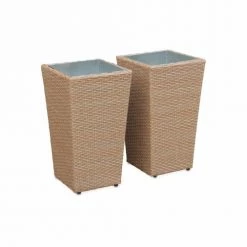 Alice's Garden Pots, Cache-pots Et Jardinières D'extérieur Lot De 2 Pots De Fleurs Résine Tressée Naturelle H60cm