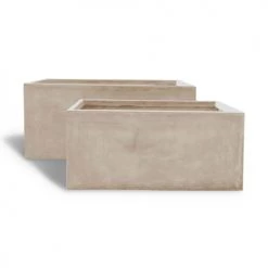 Now’s Home Pots, Cache-pots Et Jardinières D'extérieur Lot De 2 Pots En Fibre D'argile H47 Et H37