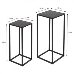 ML-Design Pots, Cache-pots Et Jardinières D'extérieur Lot De 2 Support Pour Plante, Métal En Poudre Noir -Parasols Soldes Magasin lot de 2 support pour plante metal en poudre noir 2