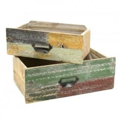 Aubry Gaspard Pots, Cache-pots Et Jardinières D'extérieur Lot De 2 Tiroirs Jardinières Bois Recyclé
