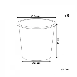 Beliani Pots, Cache-pots Et Jardinières D'extérieur Lot De 3 Cache-pots Ronds D34 -Parasols Soldes Magasin lot de 3 cache pots ronds d34