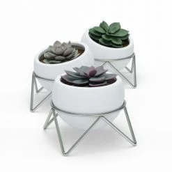 Umbra Pots, Cache-pots Et Jardinières D'extérieur Lot De 3 Pots Potsy Céramique Blanc