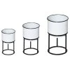 Outsunny Pots, Cache-pots Et Jardinières D'extérieur Lot De 3 Supports De Pots De Fleurs Design Métal époxy Noir Et Blanc