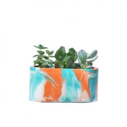 Junny Pots, Cache-pots Et Jardinières D'extérieur Mini Jardinière Tie&dye Béton Orange Et Turquoise