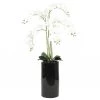Ligne Déco Plantes D'intérieur Et Fleurs D'intérieur Orchidée Artificielle Blanche Géante Pot Noir Brillant 135cm -Parasols Soldes Magasin orchidee artificielle blanche geante pot noir brillant 135cm