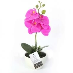 The Home Deco Factory Plantes D'intérieur Et Fleurs D'intérieur Orchidée Artificielle Pot En Céramique 30 Cm Fuschia -Parasols Soldes Magasin orchidee artificielle pot en ceramique 30 cm fuschia 2