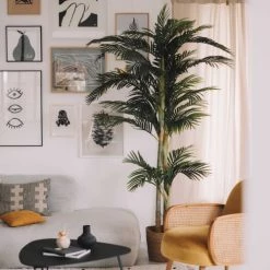 Oviala Plantes D'intérieur Et Fleurs D'intérieur Palmier Artificiel Avec Pot Habillé De Cordage H210cm -Parasols Soldes Magasin palmier artificiel avec pot habille de cordage h210cm 4