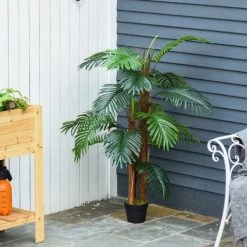 Outsunny Plantes D'intérieur Et Fleurs D'intérieur Palmier Artificiel H1,2m 12 Outsunny Plantes D'intérieur Et Fleurs D'intérieur Palmier Artificiel H1,2m -Parasols Soldes Magasin palmier artificiel h1 2m 4