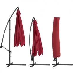 Tectake Parasols Parasol 350 Cm Avec Housse De Protection Rouge -Parasols Soldes Magasin parasol 350 cm avec housse de protection rouge 3