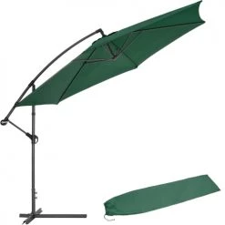 Tectake Parasols Parasol 350 Cm Avec Housse De Protection Vert