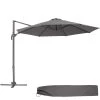 Tectake Parasols Parasol DARIA 300 Cm Avec Pied Déporté Et Housse De Protection Gris