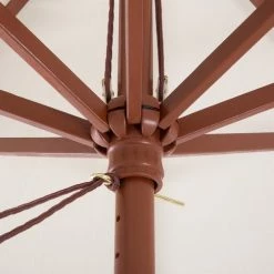 Beliani Parasols Parasol De Jardin En Bois Avec Toile Beige Clair ⌀ 270 Cm -Parasols Soldes Magasin parasol de jardin en bois avec toile beige clair 270 cm 2