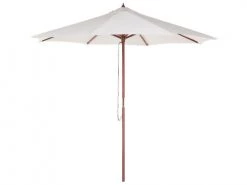 Beliani Parasols Parasol De Jardin En Bois Avec Toile Beige Clair ⌀ 270 Cm
