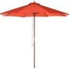 Beliani Parasols Parasol De Jardin En Bois Avec Toile Rouge D270cm -Parasols Soldes Magasin parasol de jardin en bois avec toile rouge d270cm