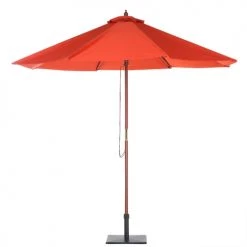Beliani Parasols Parasol De Jardin En Bois Avec Toile Rouge D270cm -Parasols Soldes Magasin parasol de jardin en bois avec toile rouge d270cm 3